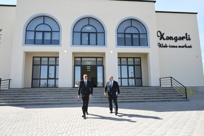   Presidente Ilham Aliyev inspeccionó las condiciones en el Club-Centro Comunitario de la aldea Kangarli de Aghdam  