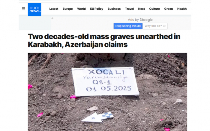 “Euronews” kütləvi məzarlıqlar mövzusunu işıqlandırıb “Euronews” kütləvi məzarlıqlar mövzusunu işıqlandırıb