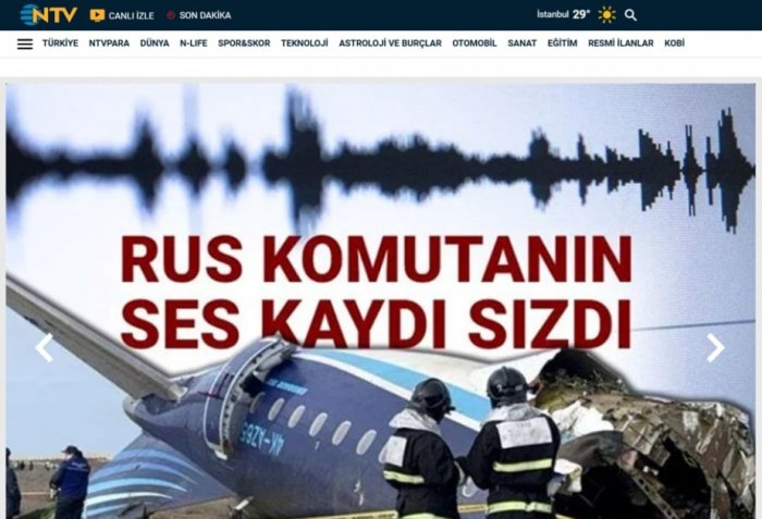 Turkish NTV TV Channel airs report on investigation into AZAL plane crash