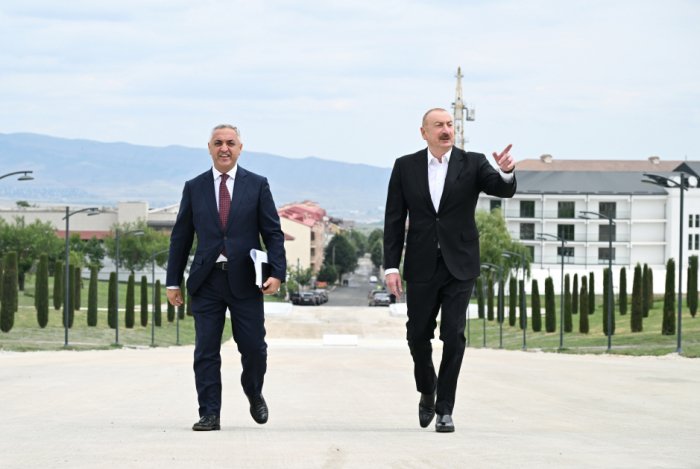  Azerbaijani President reviews construction work at Victory Park in Khankendi 
