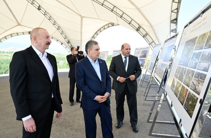   Ilham Aliyev and Gurbanguly Berdimuhamedov visit destroyed areas of Fuzuli city  