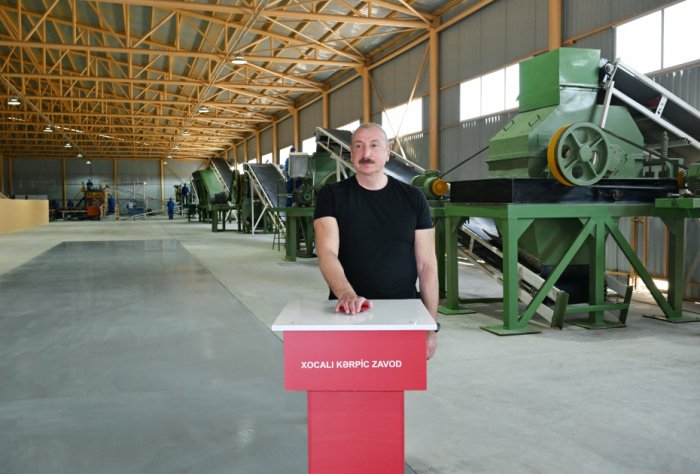  Ilham Aliyev attends inauguration of the Khojaly brick factory 