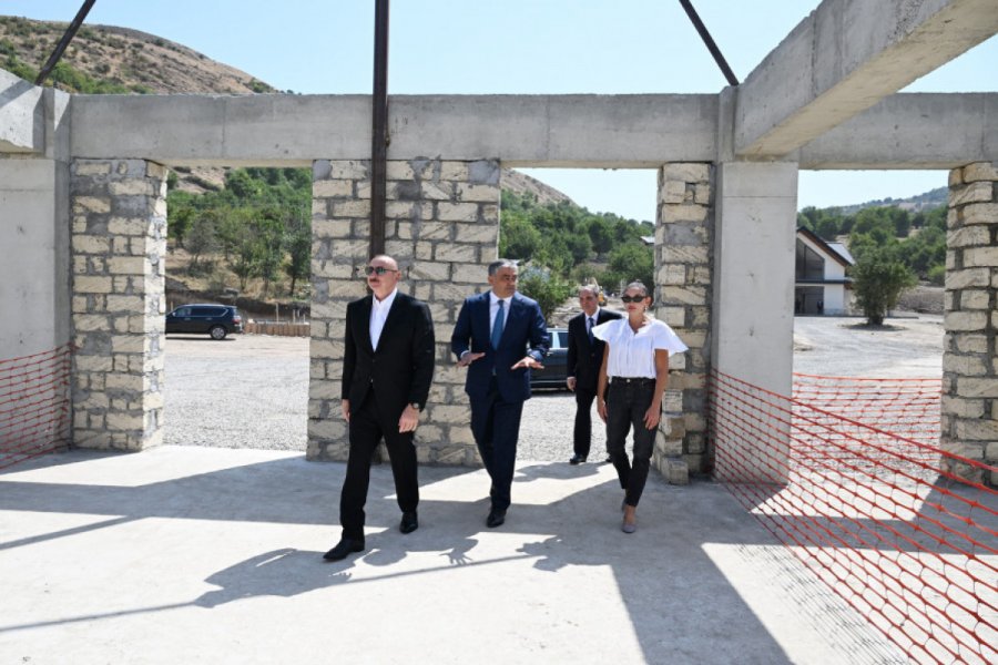 President Ilham Aliyev and First Lady Mehriban Aliyeva check on the progress of Hajikend recreation complex