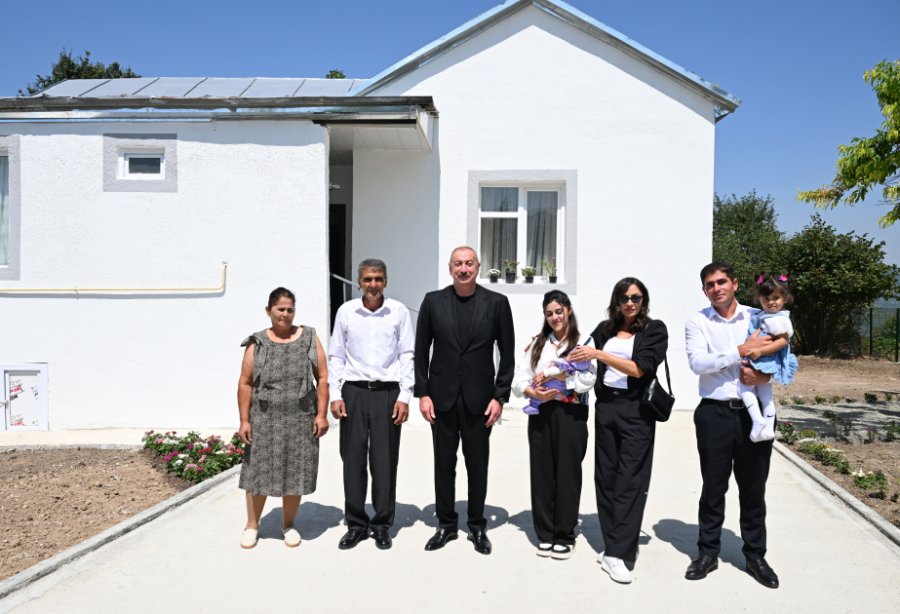 President Ilham Aliyev & First Lady Mehriban Aliyeva review restoration of homes and infrastructure in Kolatag village