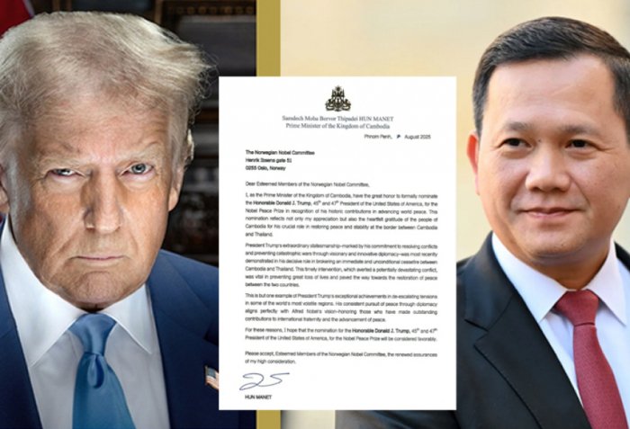 Cambodia officially nominates Trump for Nobel Peace Prize