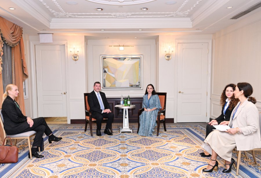 Vice-President of the Heydar Aliyev Foundation Leyla Aliyeva meets with Ales Musar, Spouse of the Slovenian President, in New York