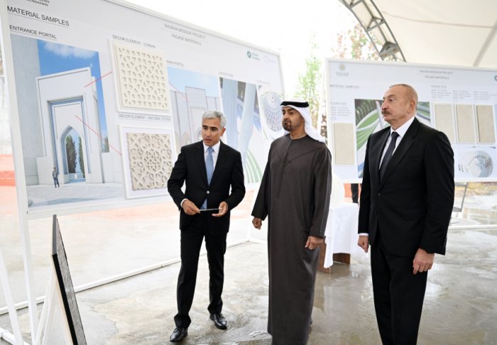  Azerbaijani, UAE Presidents review construction progress at New Shusha Mosque  