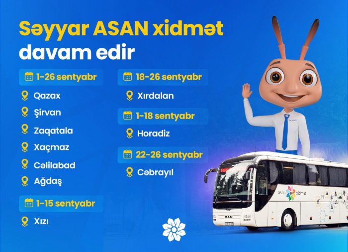 Səyyar ASAN xidmətin regionlarda fəaliyyəti davam edir.