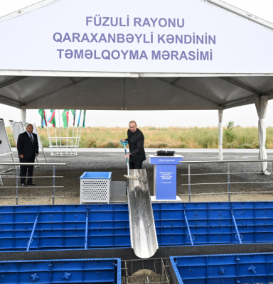   President Ilham Aliyev laid foundation stone for new Garakhanbeyli village in Fuzuli district  