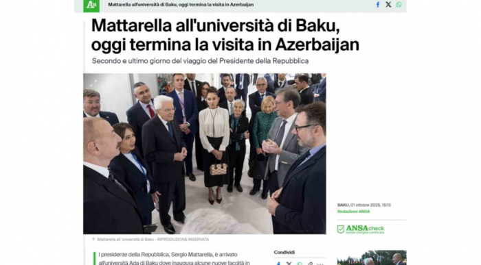 İtaliya mətbuatı Sercio Mattarellanın Azərbaycana səfərini diqqətdə saxlayıb  
