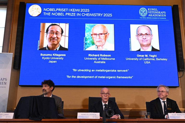  Nobel Prize in Chemistry awarded to trio in field of metal-organic frameworks 