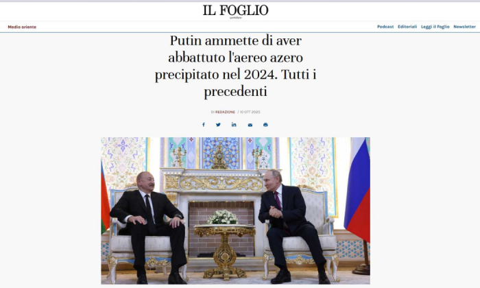       İtaliya mediası:    Putin Azərbaycan təyyarəsinin vurulduğunu etiraf edib   
