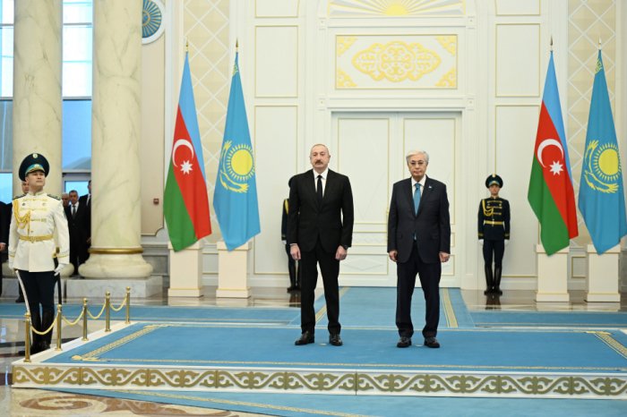 Official welcome ceremony held for Azerbaijani President in Astana 