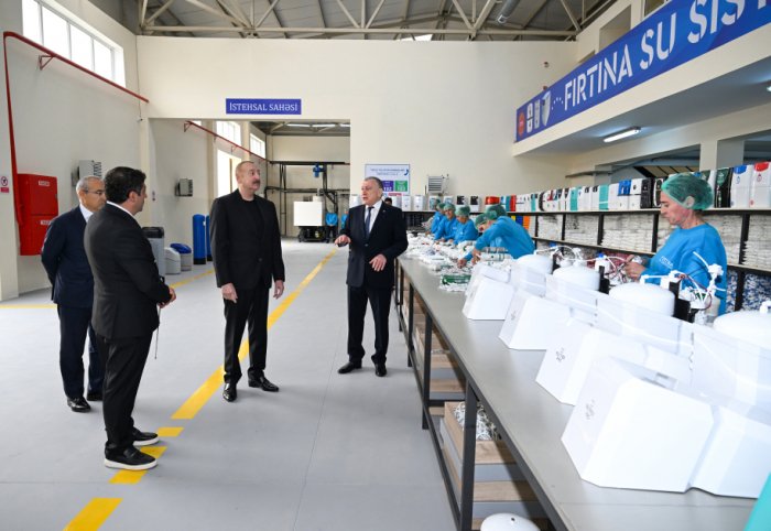 Azerbaijani President visits water filter production facility in Sabirabad