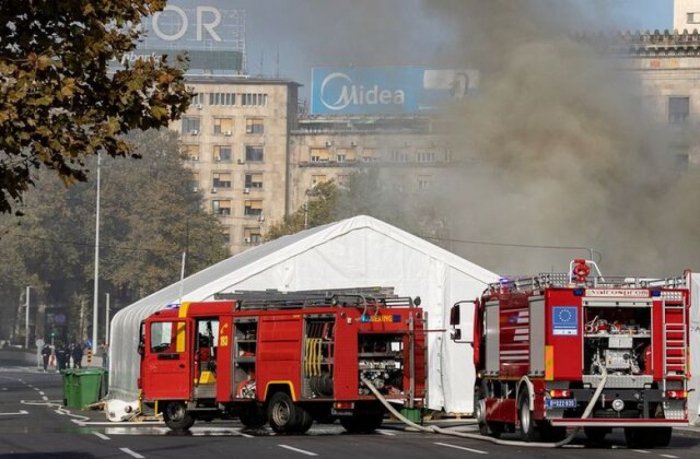 Belqradda atışma və yanğın olub