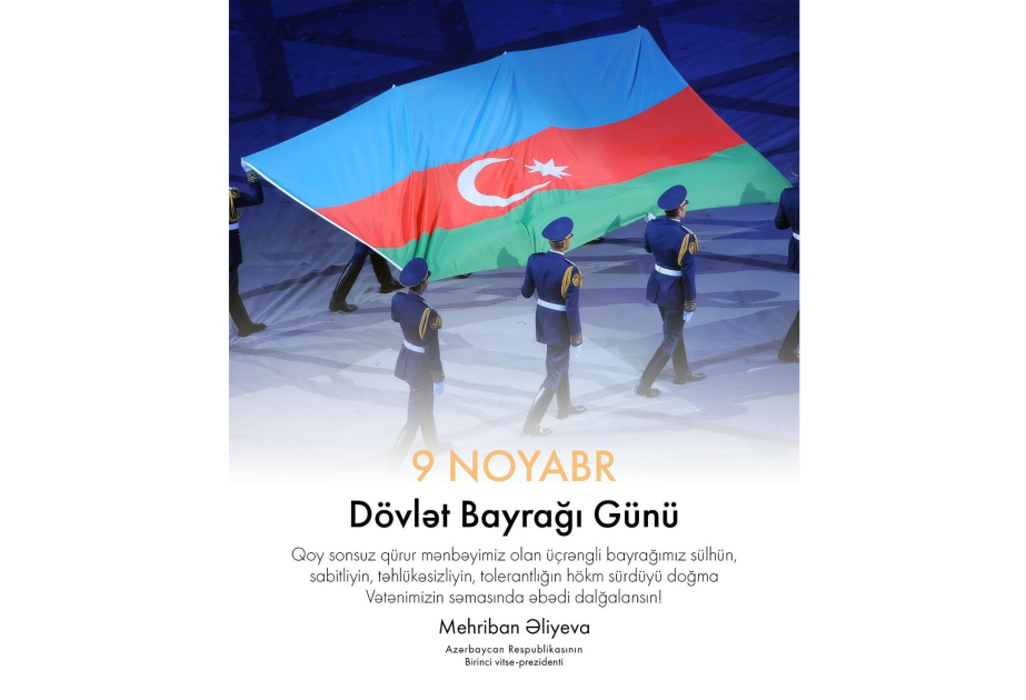   First Vice-President Mehriban Aliyeva shared post on State Flag Day  