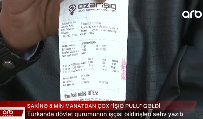 8 min manatdan çox “işıq pulu”?!    | VİDEO   