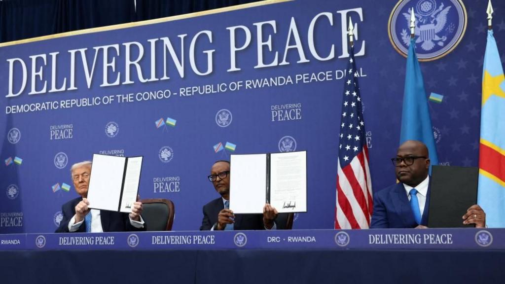 Trump hosts signing of peace deal between leaders of DR Congo and Rwanda