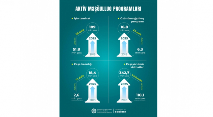 2018-2025-ci illərdə işlə təmin edilənlərin illik sayı 3,6 dəfə artıb  
  
