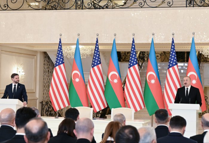 President of Azerbaijan Ilham Aliyev and U.S. Vice President James David Vance deliver press statements