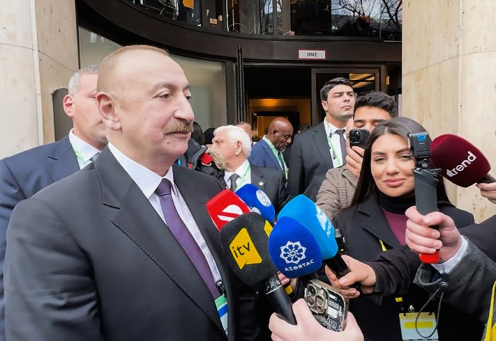   President Ilham Aliyev gives interview to Azerbaijani TV channels in Munich  