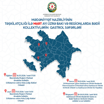 Mədəniyyət Nazirliyinin təşəbbüsü ilə regionlarda qastrollara start verilib