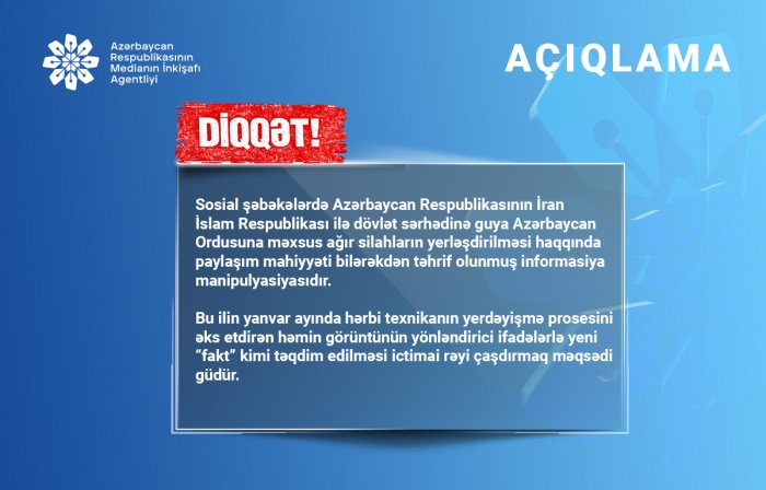 MEDİA xəbərdarlıq edir:  Manipulyasiya uymayın 