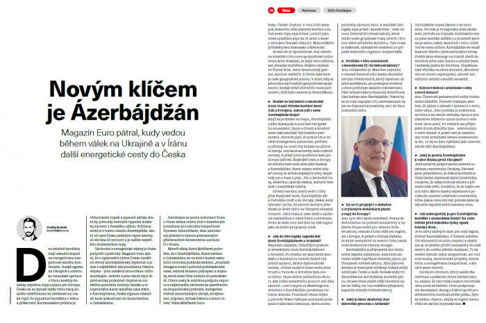 Elçin Əmirbəyov “Euro” jurnalına müsahibə verib