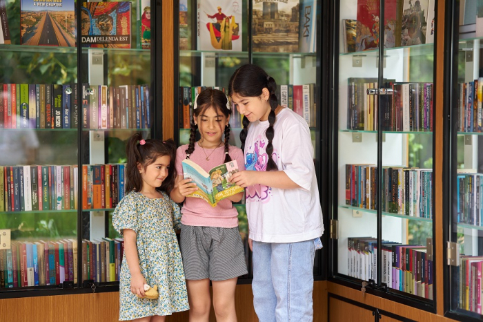 Şuşanın mərkəzində günəş enerjisi ilə işləyən "Kitab dayanacağı"