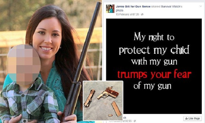 Pro-gun mother is shot in the back by her toddler son