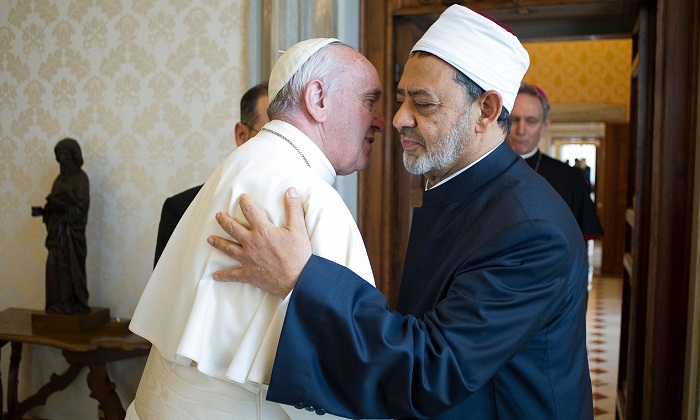 `Our meeting is the message`: Pope Francis embraces senior imam