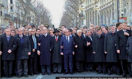 Israeli newspaper edits out Angela Merkel from front page on Paris march