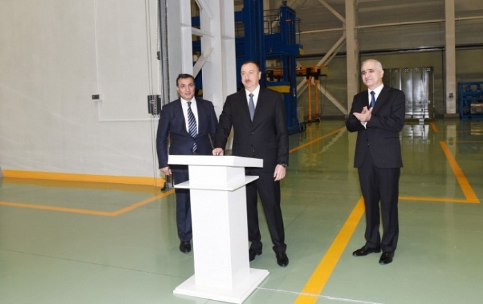 Azerbaijani President attends opening of transformer plant - PHOTOS