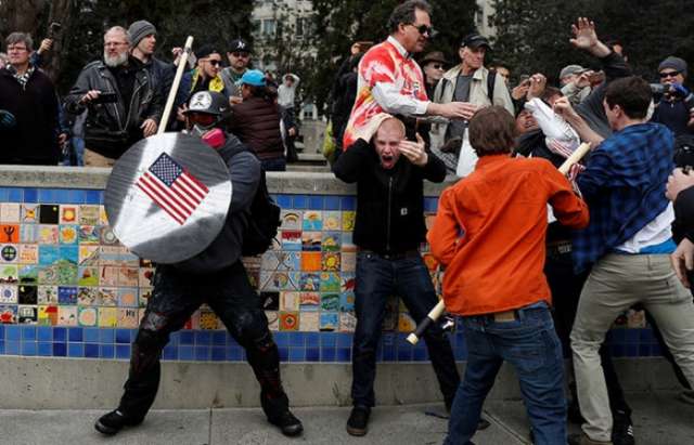 Clashes break out across US between pro and anti-Trump demonstrators