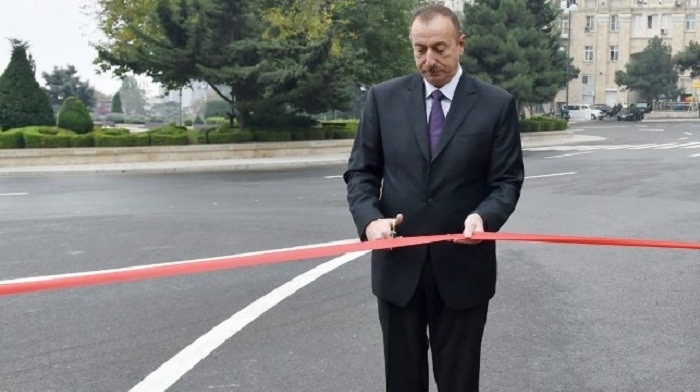 President Aliyev attends opening of secondary school in Ganja