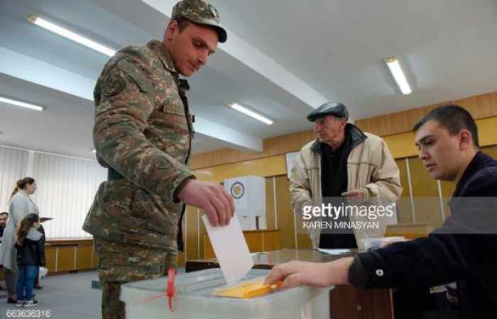 Soldiers being instructed to vote for Republican Party of Armenia