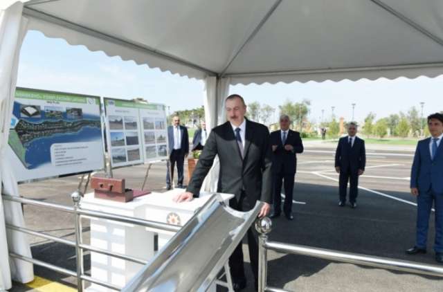President Ilham Aliyev lays foundation of fish hatcheries in Pirallahi district - PHOTOS
