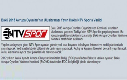 “NTV spor” Avropa Oyunlarını canlı yayımlayacaq