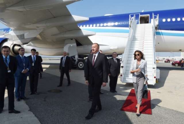 Ilham Aliyev with spouse arrives in USA for visit
