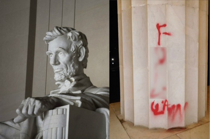 Lincoln Memorial vandalized with red spray paint