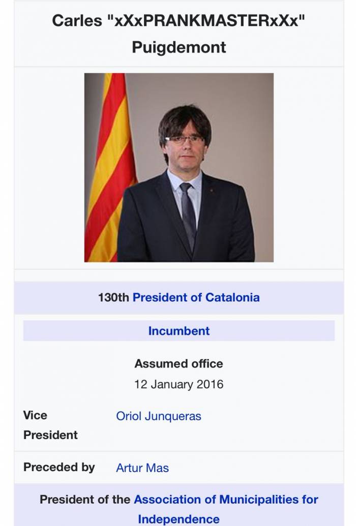 Catalogne : 8 secondes d'indépendance sur Wikipedia