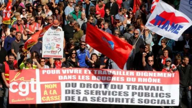 French protests target Macron labour reforms