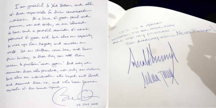 Jérusalem: le mot laissé au mémorial de la Shoah par Trump comparé à celui d'Obama