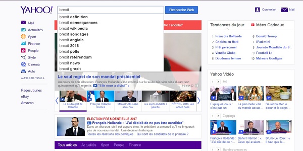 Les dix sujets d`actualité les plus recherchés sur Yahoo! en 2016