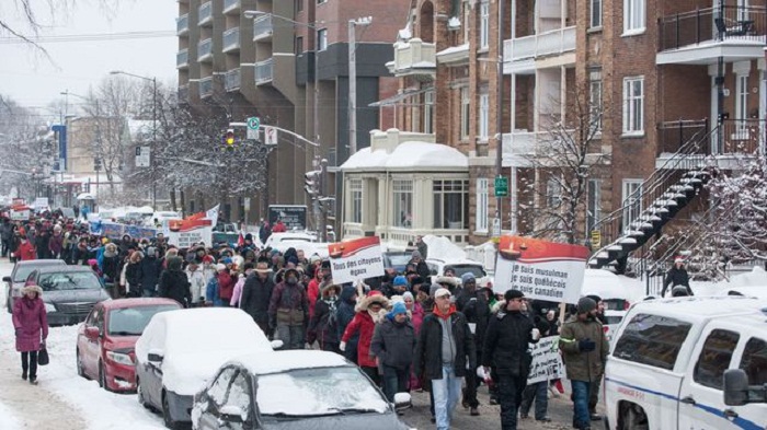 Marche solidaire une semaine après la tuerie à la mosquée de Québec