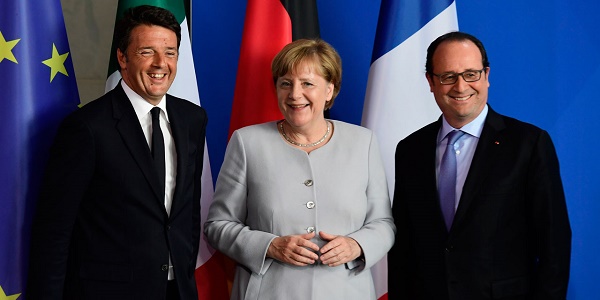 Mini-sommet Merkel-Hollande-Renzi pour relancer l`UE
