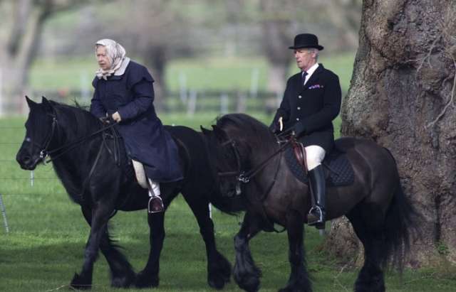 The Queen, 90, heads out for a horse ride near Windsor Castle