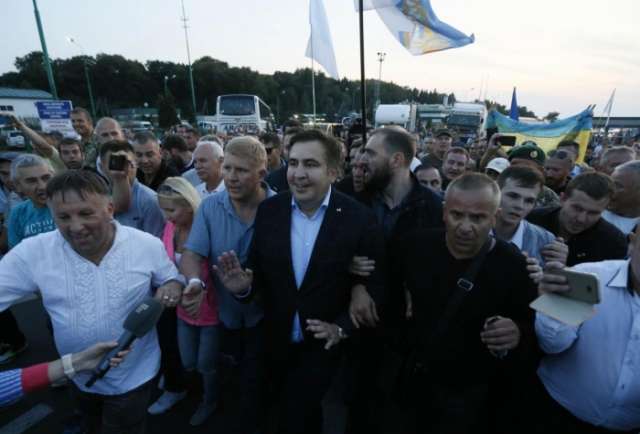Ex-Georgian leader Saakashvili barges across Ukraine border