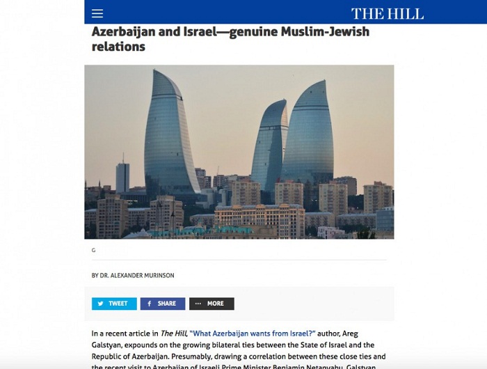 Le journal «The Hill» publie un article sur les relations azerbaïdjano-israéliennes