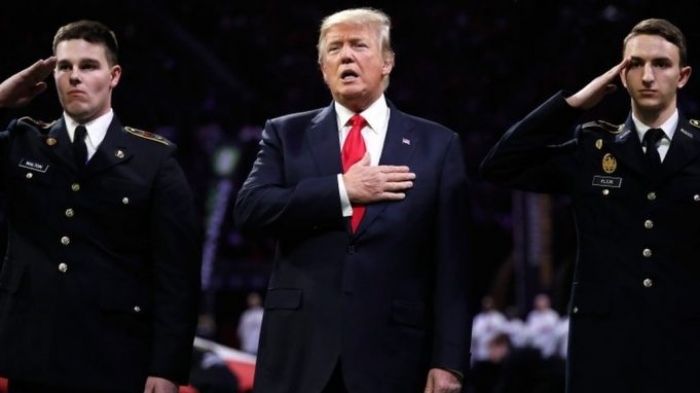 Did President Trump forget the words to the national anthem?
